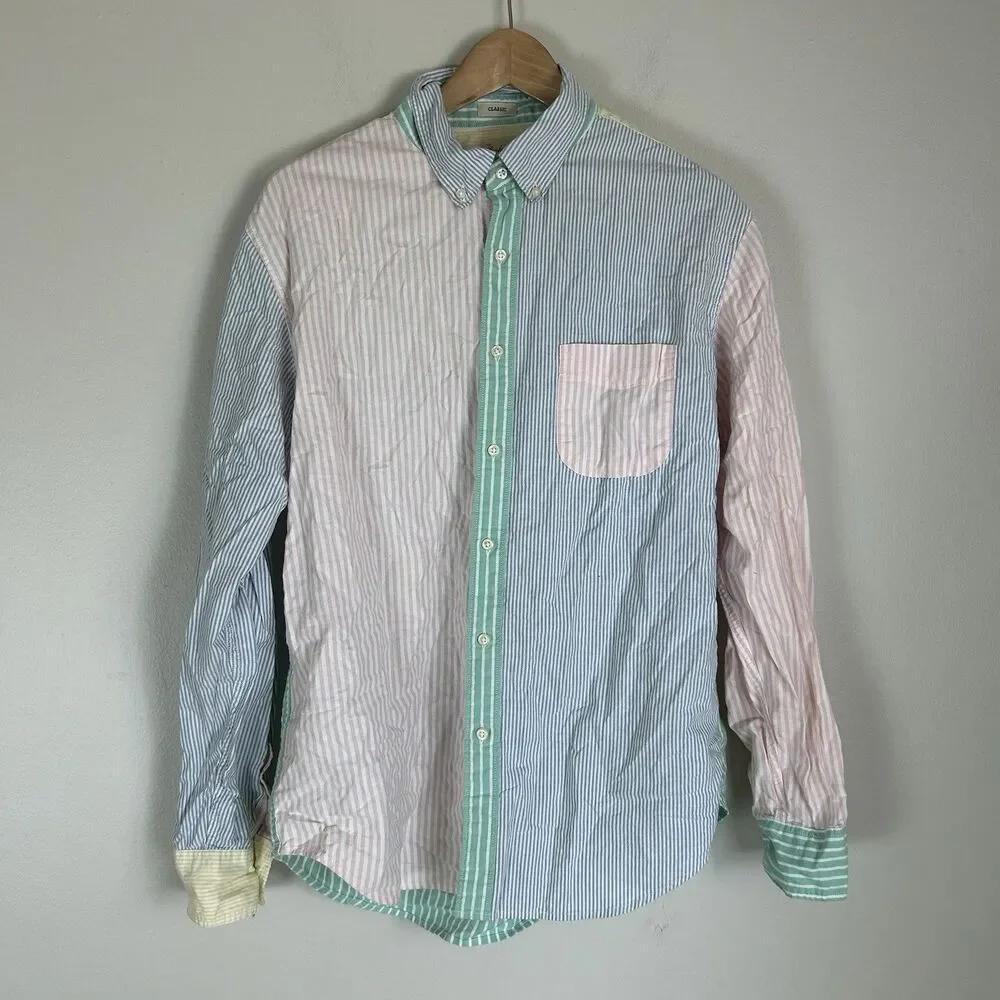 J.Crew Broken In Oxford Shirt Men’s L Classic Colorblock PatchWork Colorful